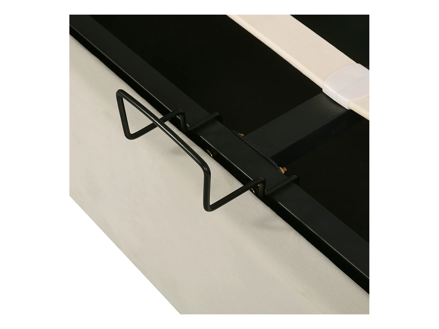 Lit coffre 140x190 cm avec sommier et tête de lit en forme d'oreillel - beige velours (sans matelas)