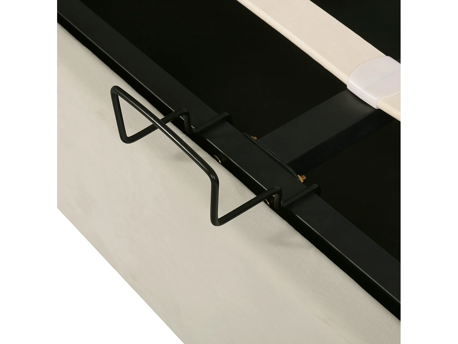 Volwassen opbergbed 140x190 cm tweepersoonsbed met lattenbodem en hoofdeinde in de vorm van een kussen - beige fluweel (zonder matras)