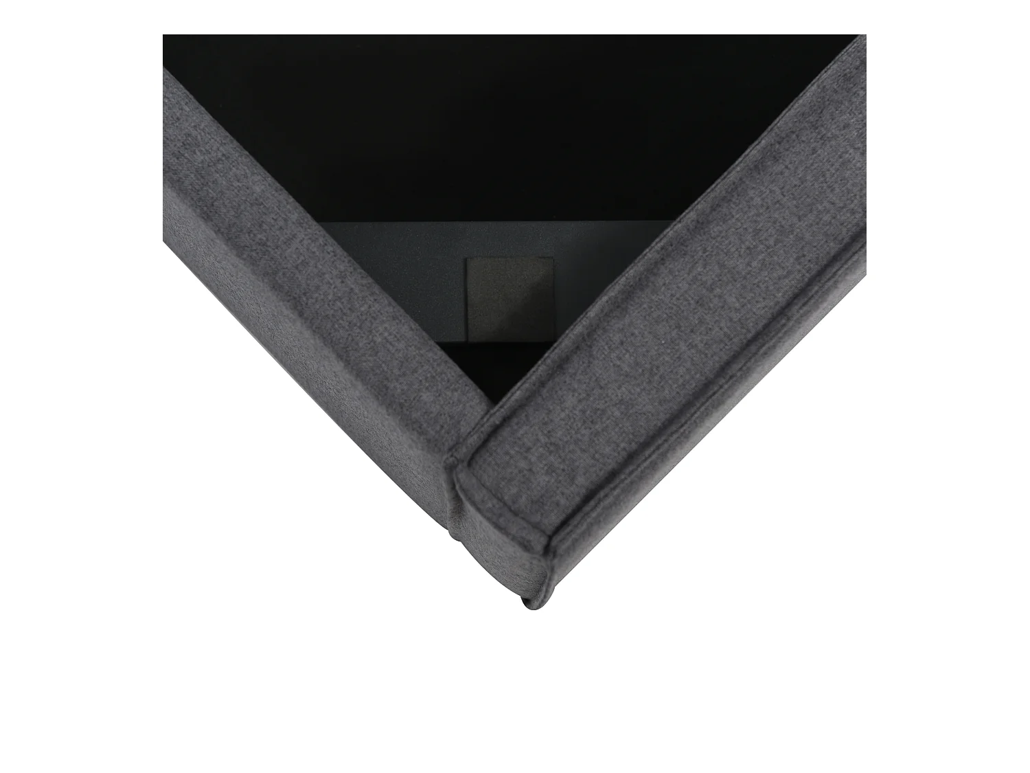 Lit coffre 90x200cm avec sommier à lattes - cadre métalique et lattes en bois - coton - gris (sans matelas)