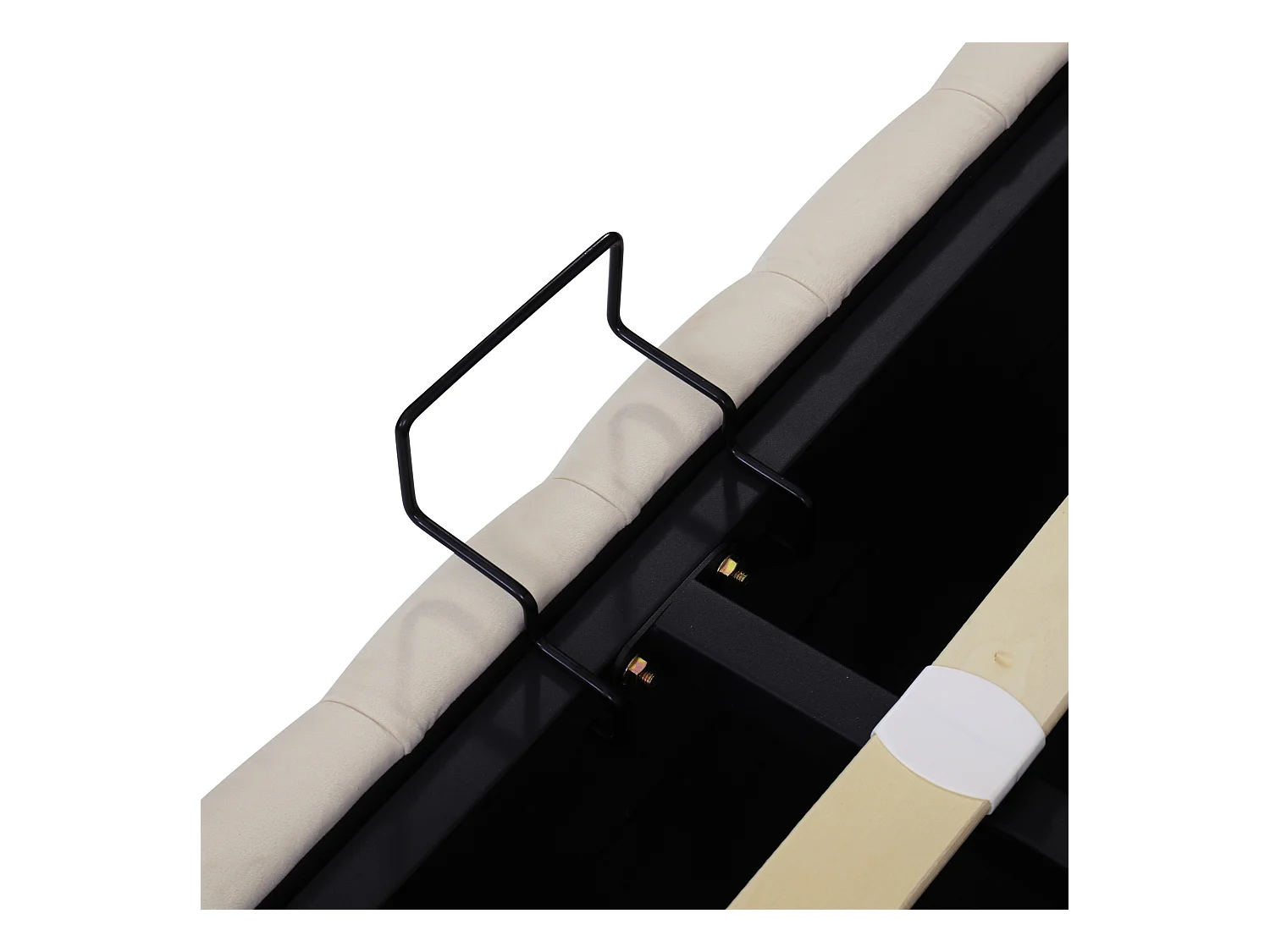 Lit coffre 180x200 cm avec sommier - tête de lit capitonnée - velours - beige (sans matelas)