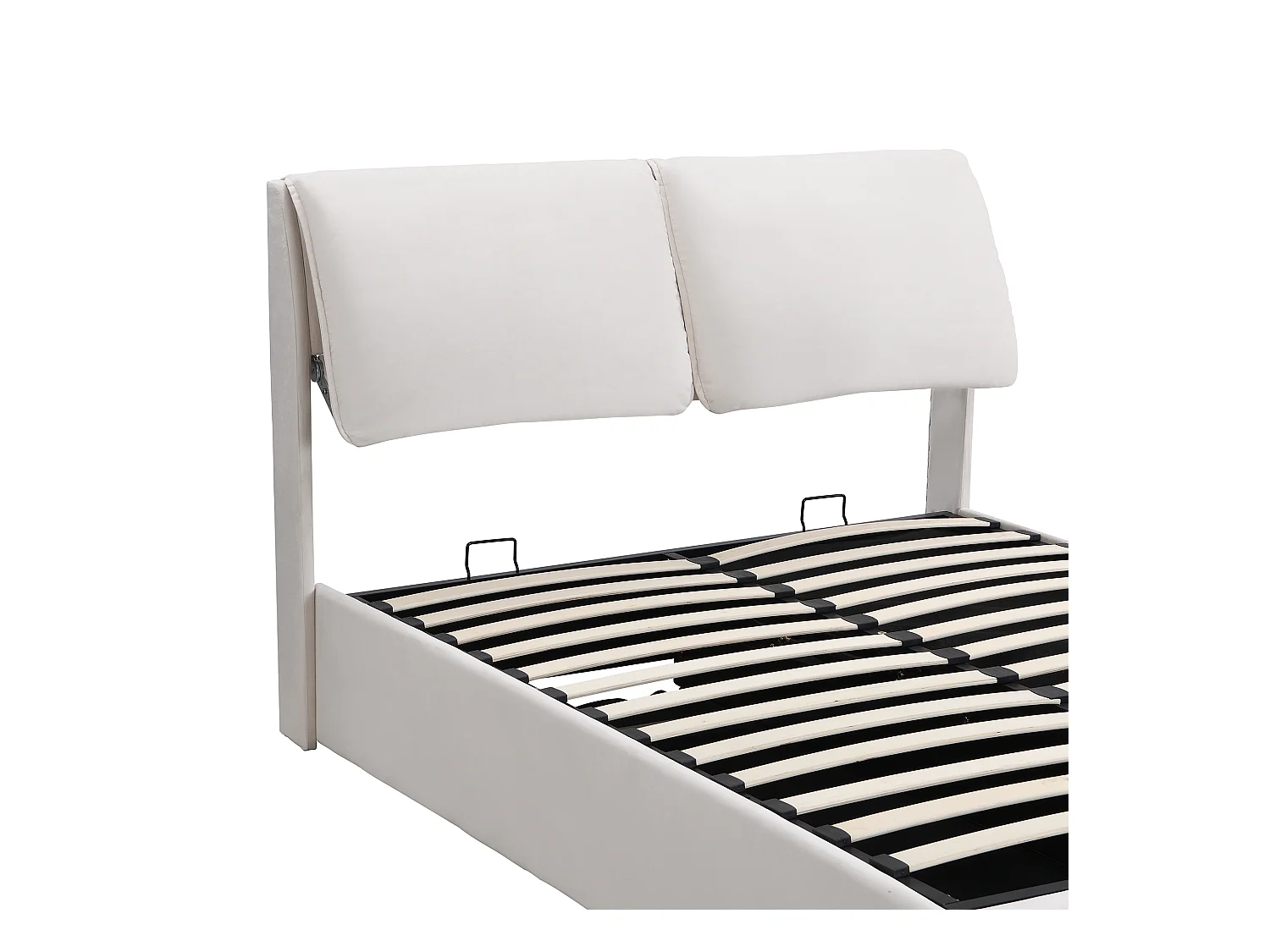 Volwassen opbergbed 140x190 cm met onderstel - gestoffeerd hoofdbord met 3 laden - fluweel - beige (zonder matras)