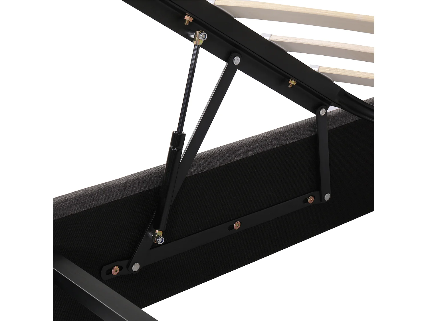 Volwassen opbergbed 140x200 cm met lattenbodem - LED-opberghoofdeinde en lades - linnen - grijs (zonder matras)