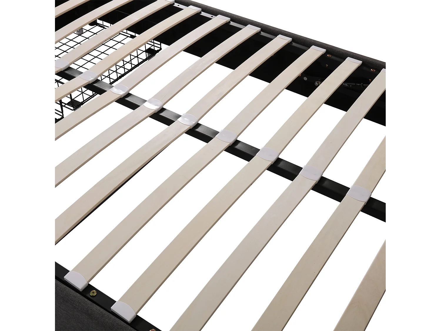 Volwassen opbergbed 140x200 cm met lattenbodem - LED-opberghoofdeinde en lades - linnen - grijs (zonder matras)