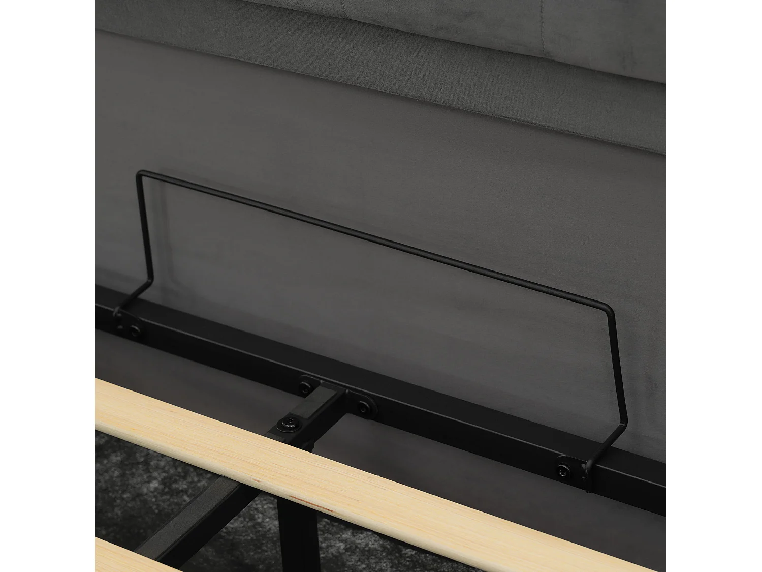 Lit coffre 160x200 cm avec éclairage LED ports USB et Type C, avec ouverture hydraulique en velours Gris (Sans matelas)