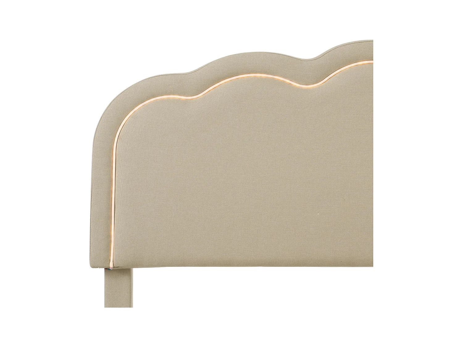 Lit enfant 140x200cm avec sommier - tête de lit réglable à LED - cadre de lit en bois - velours beige (sans matelas)