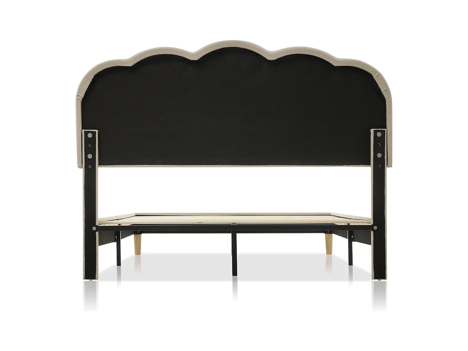 Lit enfant 140x200cm avec sommier - tête de lit réglable à LED - cadre de lit en bois - velours beige (sans matelas)