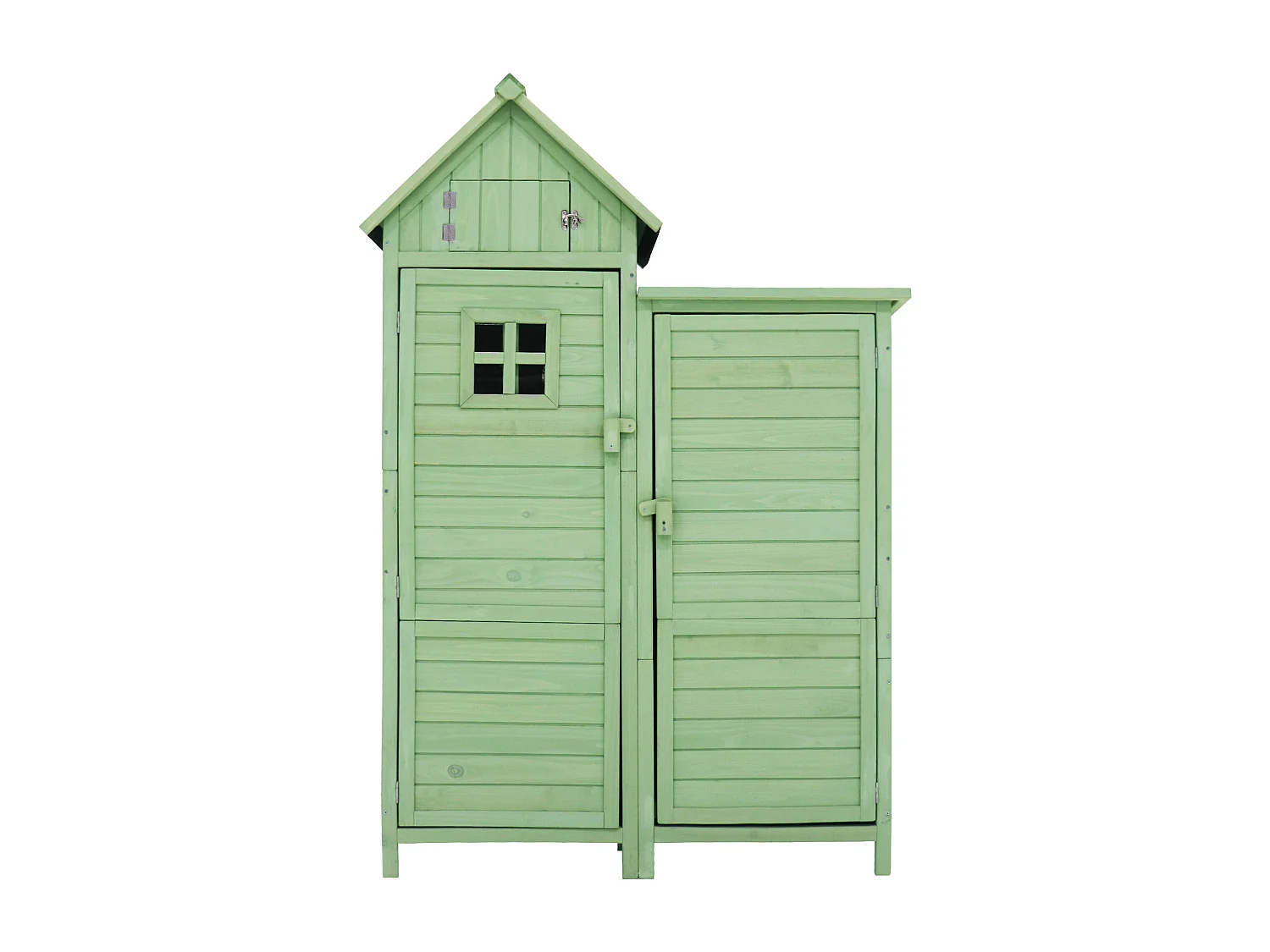 Armoire de jardin 118x54x173 cm en Bois Abri jardin Extérieur- Toit PVC Imperméable - Cabane pour rangement  - Vert