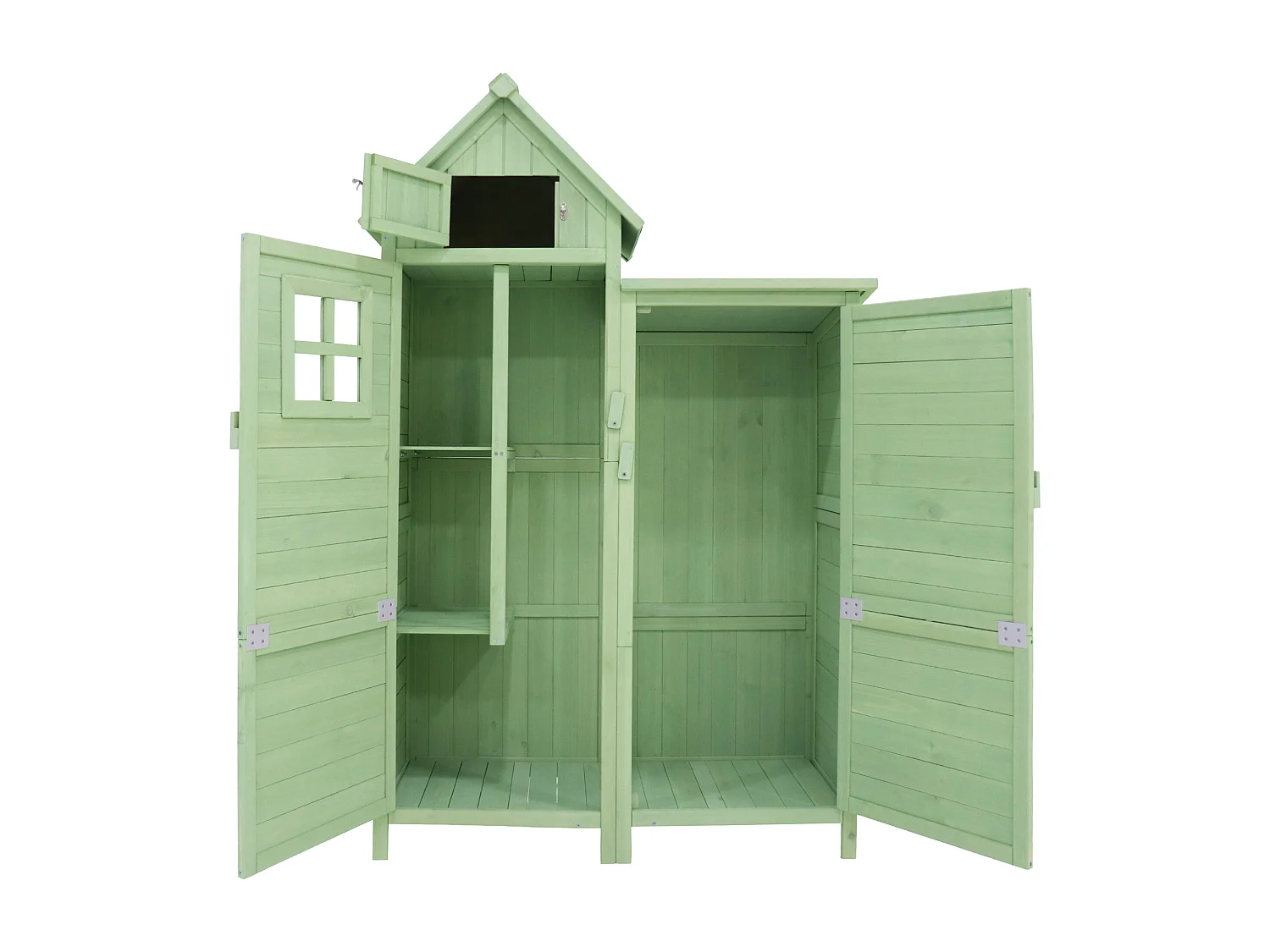 Armoire de jardin 118x54x173 cm en Bois Abri jardin Extérieur- Toit PVC Imperméable - Cabane pour rangement  - Vert