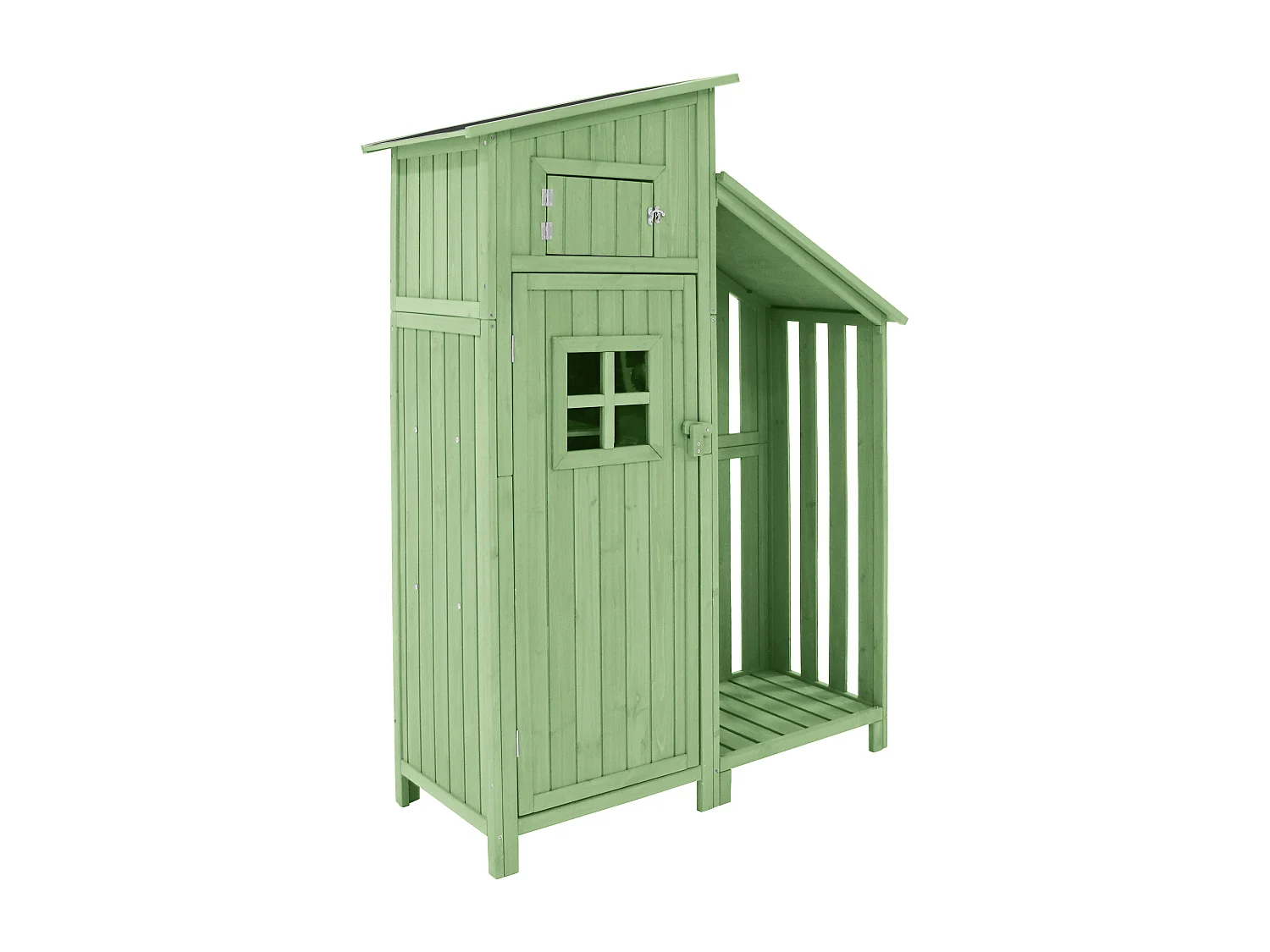 Armoire de jardin 124x46x174 cm extérieur Abri jardin en Bois - Toit PVC Imperméable - cabane pour rangement  - Vert