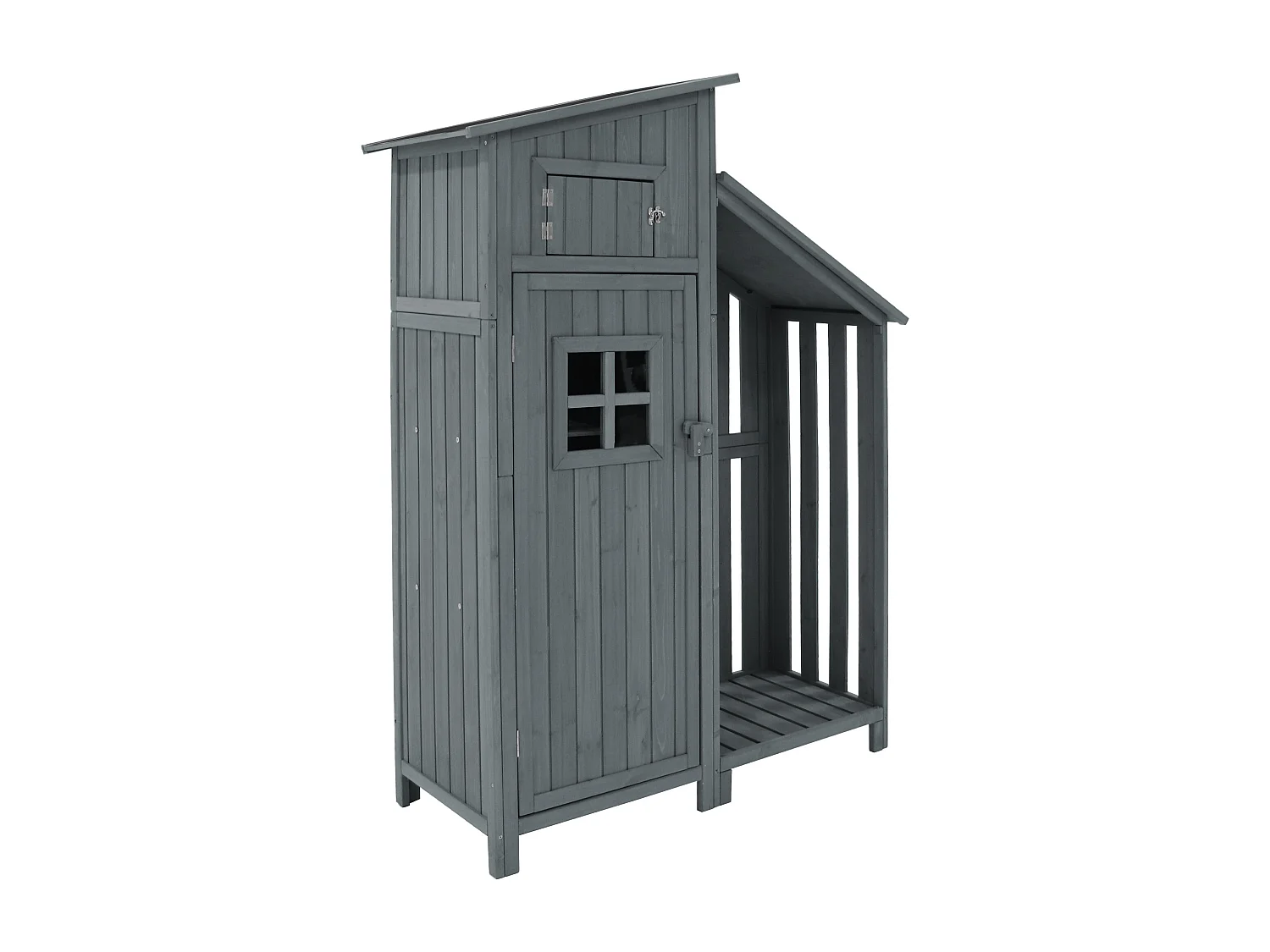 Armoire de jardin 124x46x174 cm extérieur abri jardin en Bois - Toit PVC imperméable - cabane pour rangement - gris