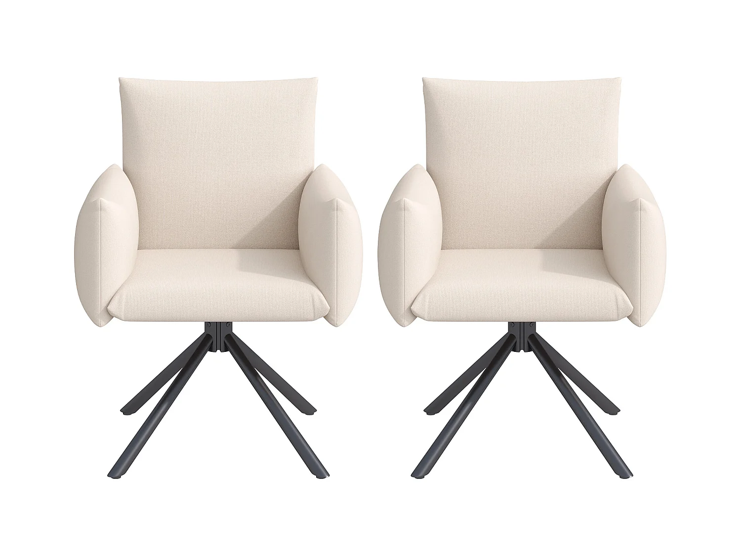 Lot de 2 chaises de salle à manger - 60 x 60 x 88 cm - chaises rembourré - pivotante à 360 ° - lin - beige