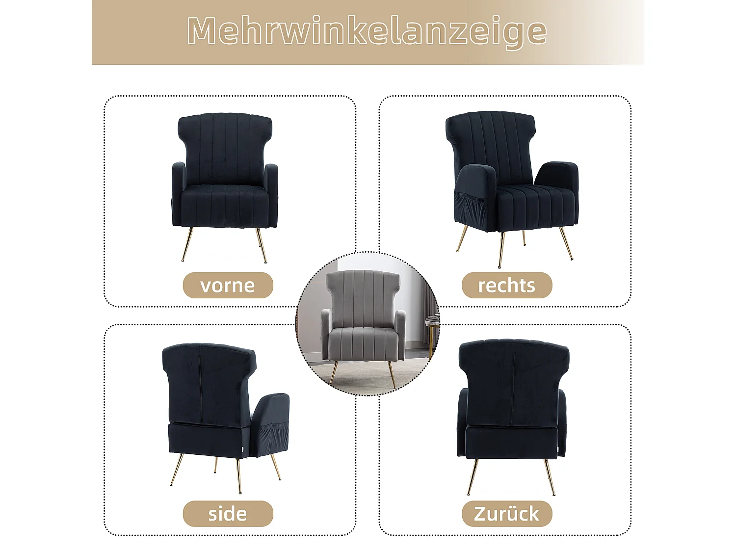 Canapé fauteuil rembourré - 69 x 72 x 93 cm - chaise de lecture pour salon - velours - noir