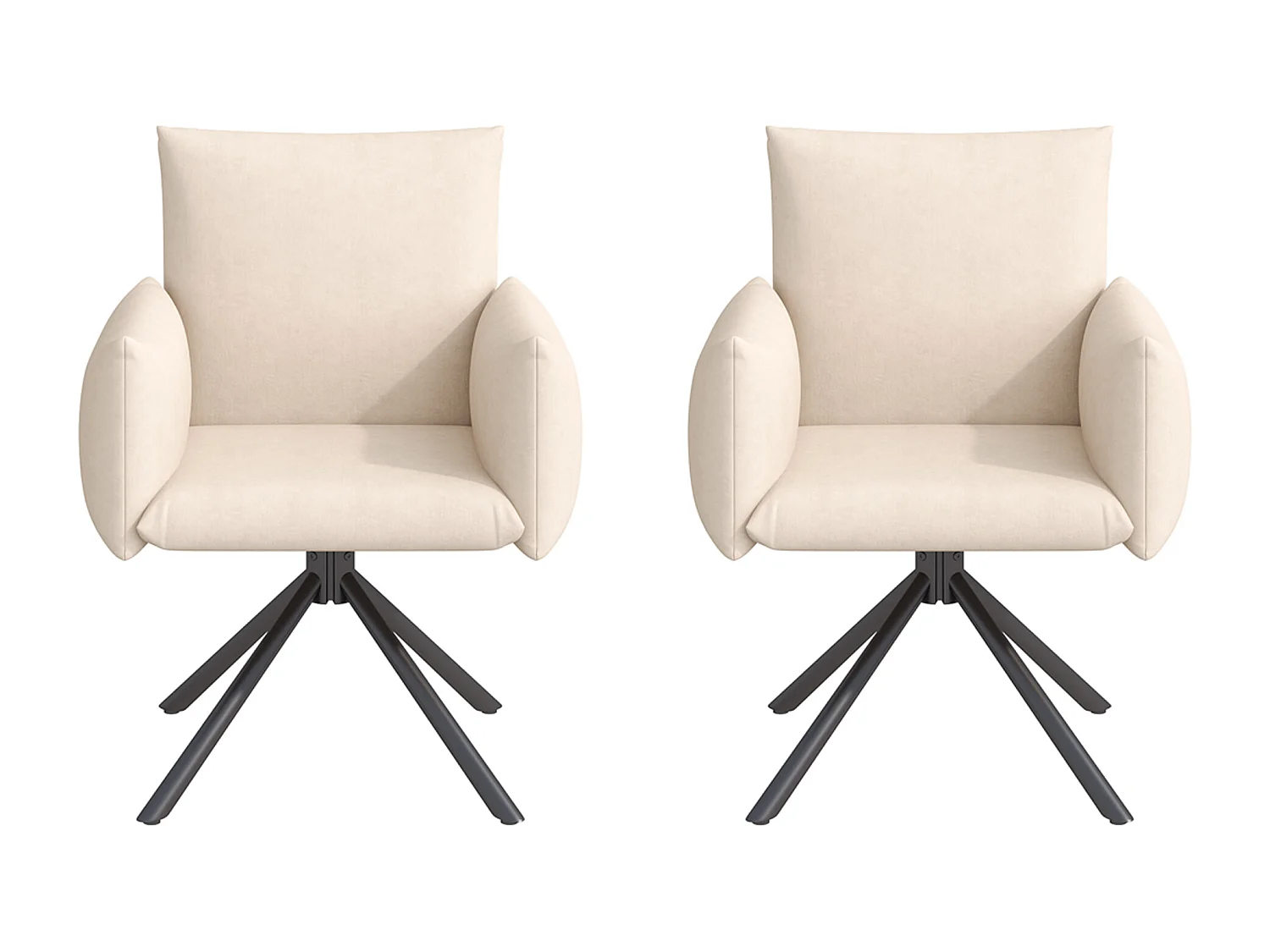 Lot de 2 chaises de salle à manger - 60 x 60 x 88 cm - chaises rembourré - pivotante à 360 ° - velours - beige