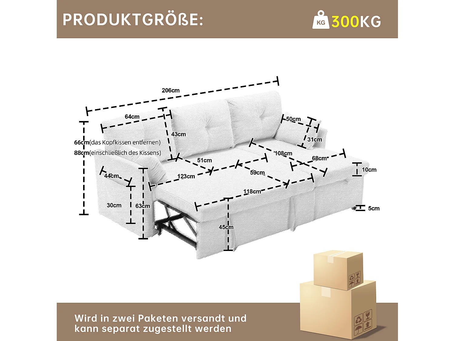 Divano trasformabile 3 posti - 206 x 130 x 88 cm - divano modulare - con contenitore - velluto - nero