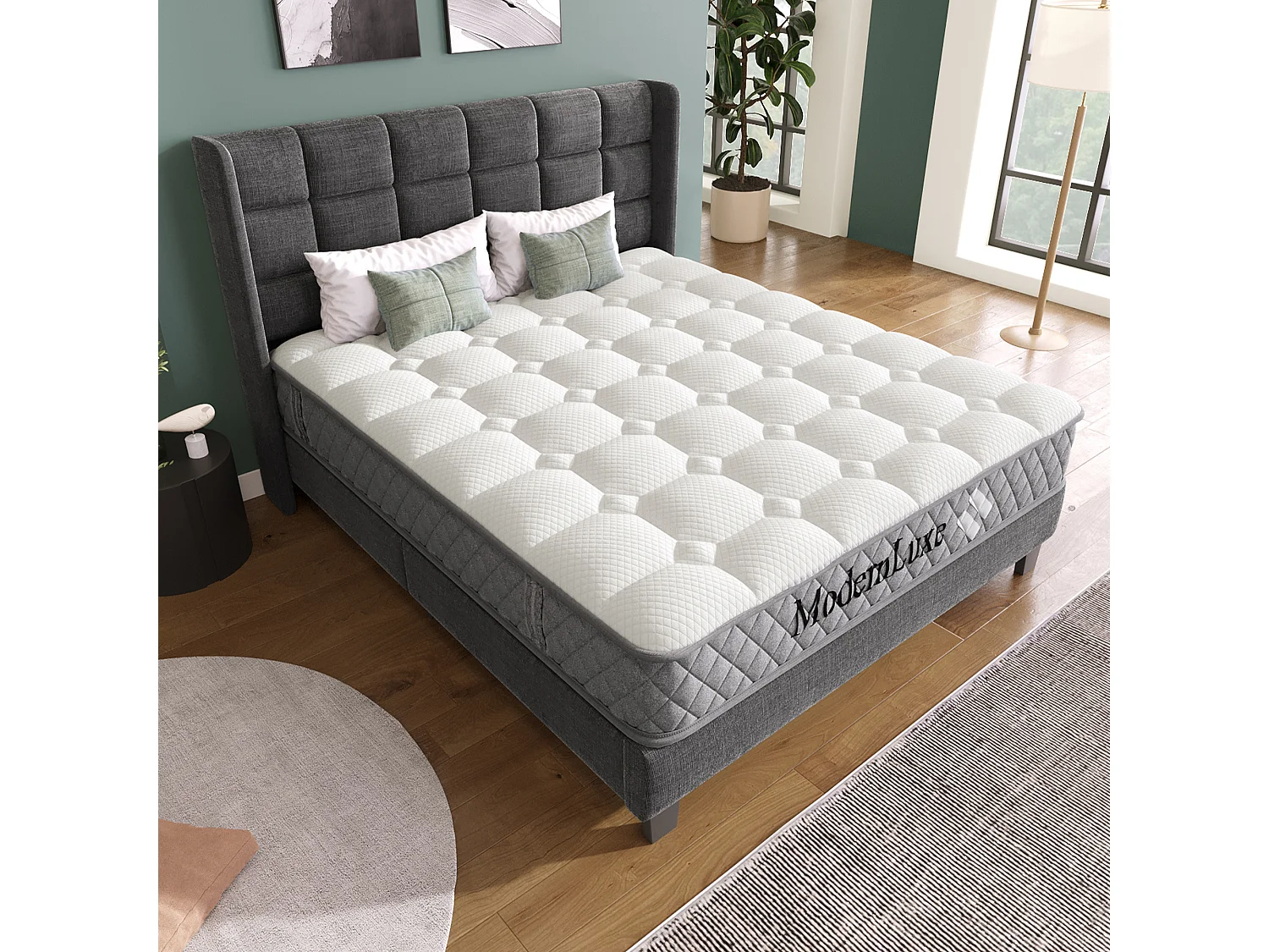 Matelas en mousse froide - 160 x 200 cm - hauteur 20 cm - avec noyau à ressorts - Mousse + Ressort - blanc