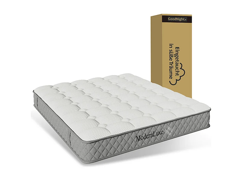 Koudschuimmatras - 120 x 200 cm - hoogte 20 cm - met springverenkern - Schuim + Veer - wit