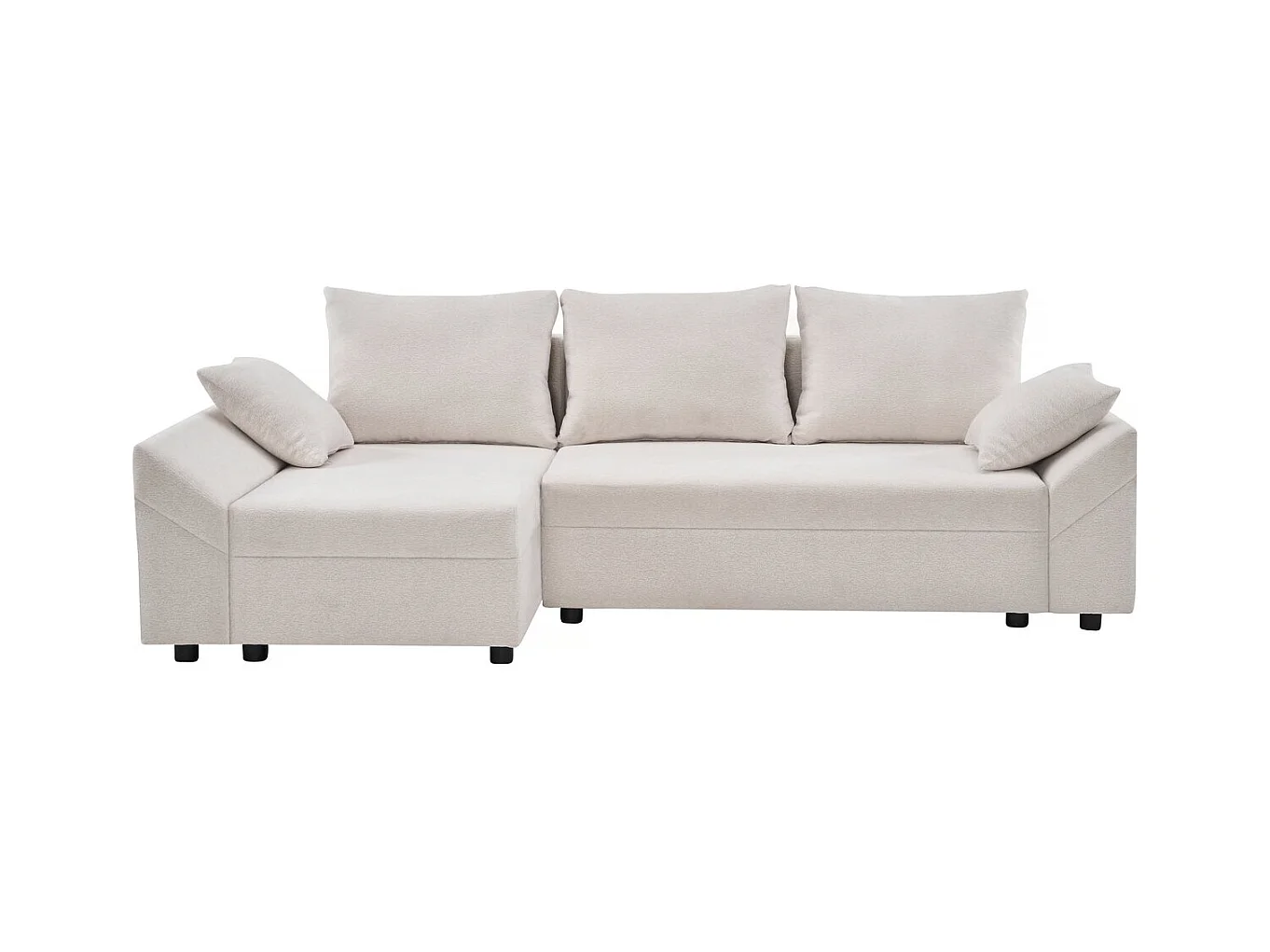 Canapé d'angle convertible et reversible en tissu texturé "Vaugirard II" - 3 places - Beige