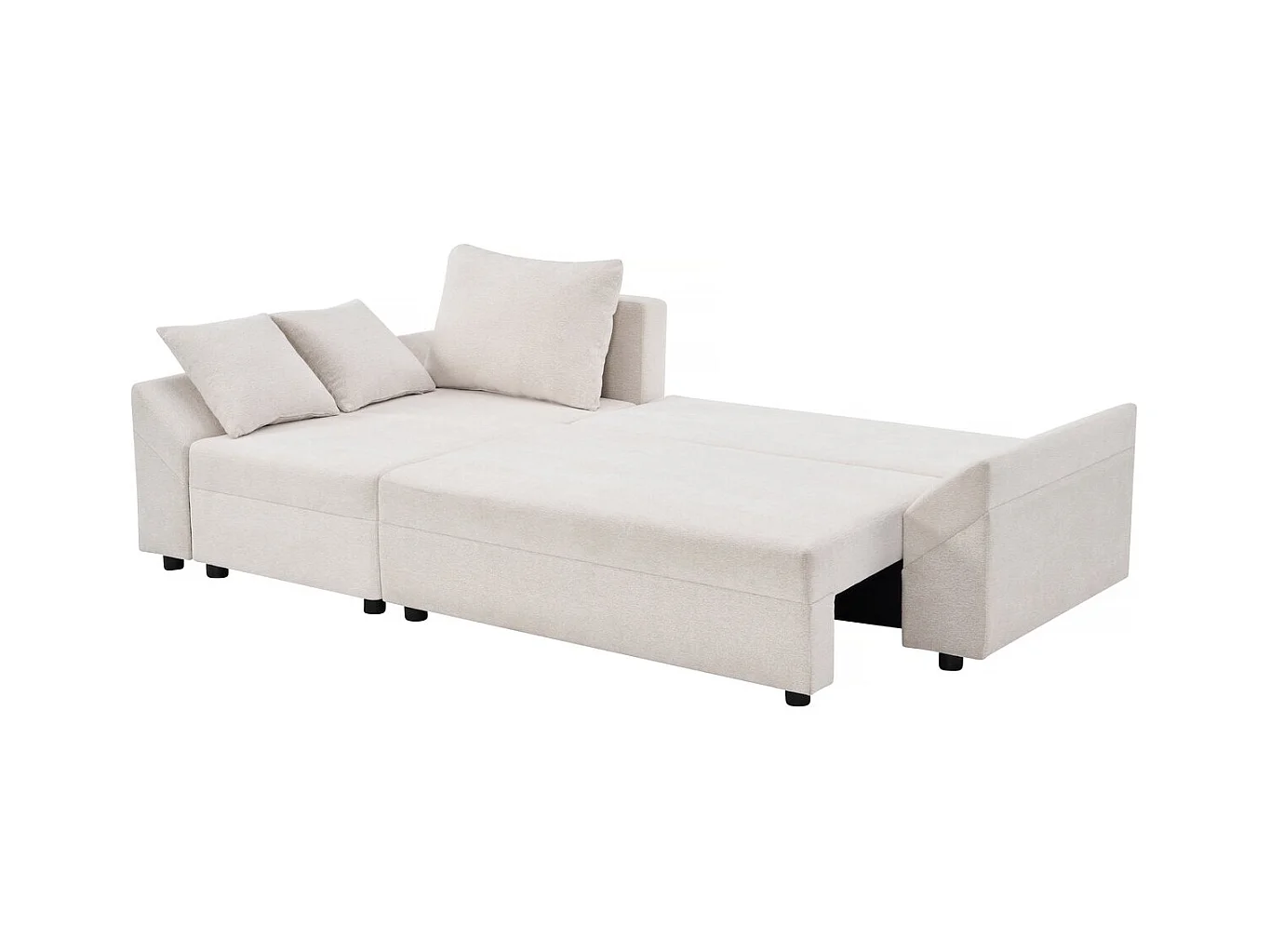 Canapé d'angle convertible et reversible en tissu texturé "Vaugirard II" - 3 places - Beige