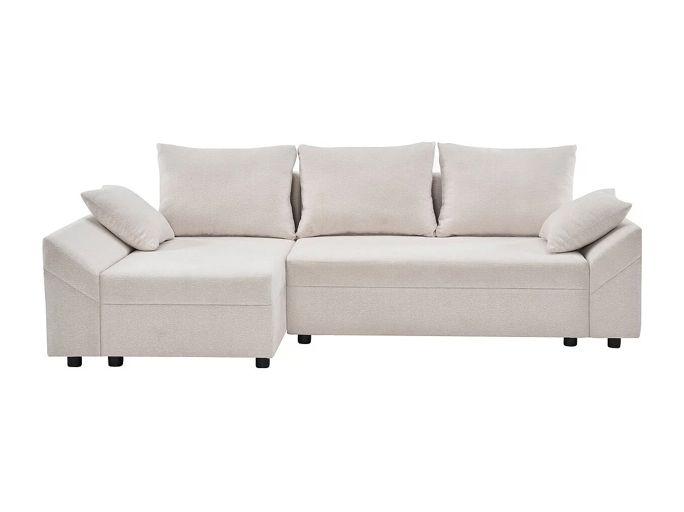 Canapé d'angle convertible et reversible en tissu texturé "Vaugirard II" - 3 places - Beige