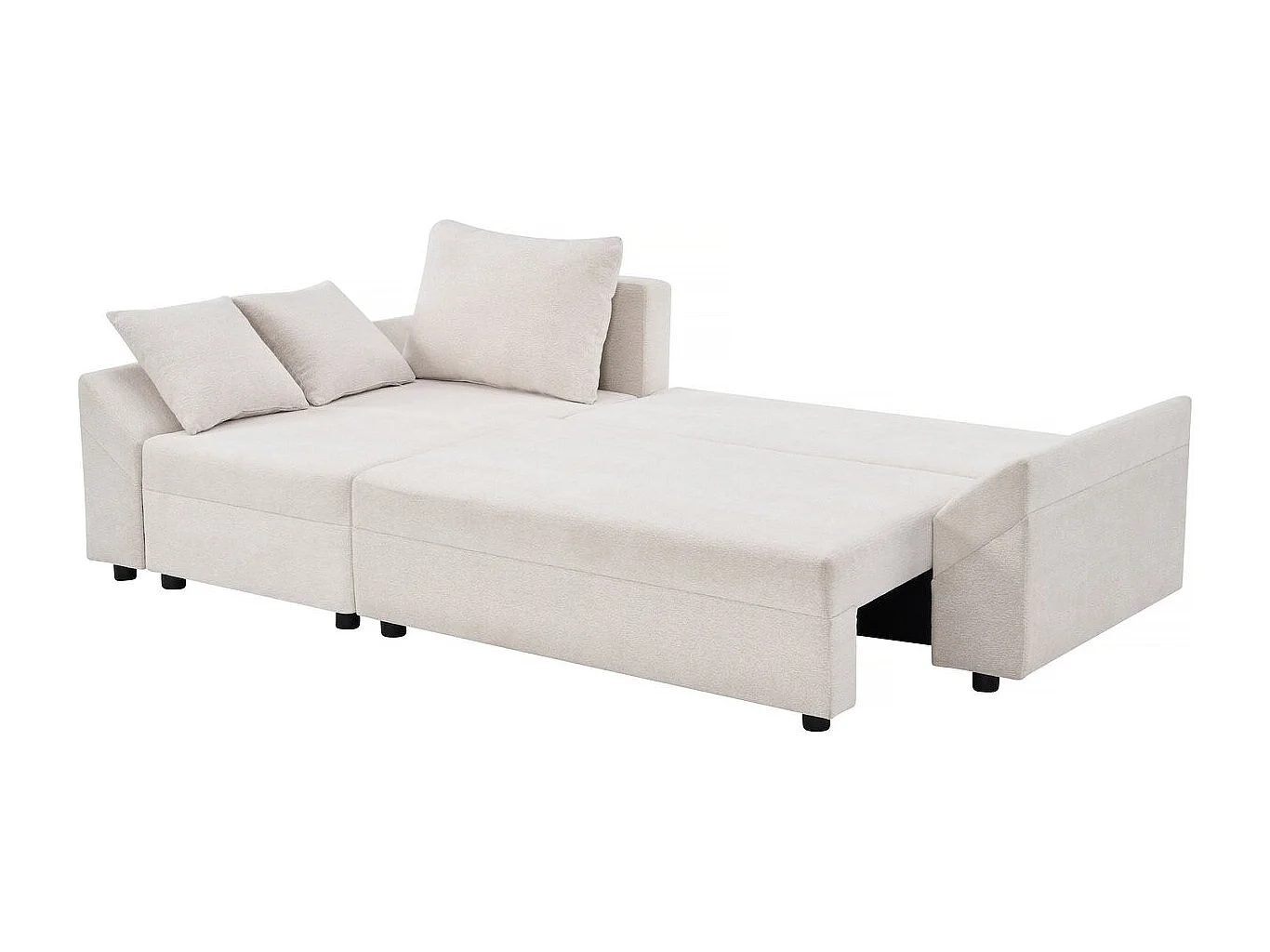 Canapé d'angle convertible et reversible en tissu texturé "Vaugirard II" - 3 places - Beige