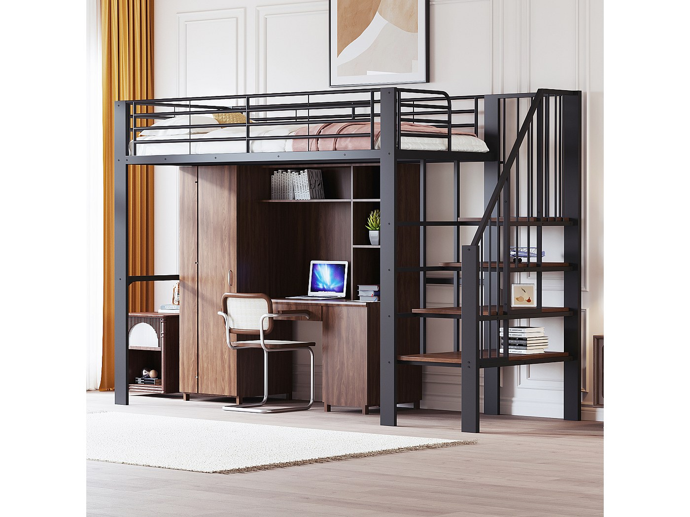 Canapé-lit 1 Personne 90x190 Cm Avec Rangement - Cadre Métal Robuste, Espace 32 Cm Sous Lit - Noir - 13
