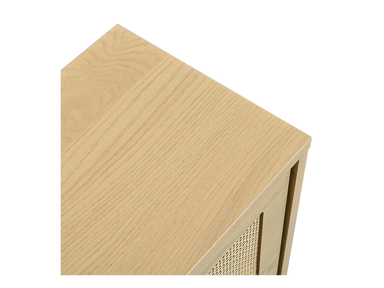 Licht naturel houten dressoir met 6 lades, metalen handgrepen, afmetingen 120 x 40 x 76,5 cm