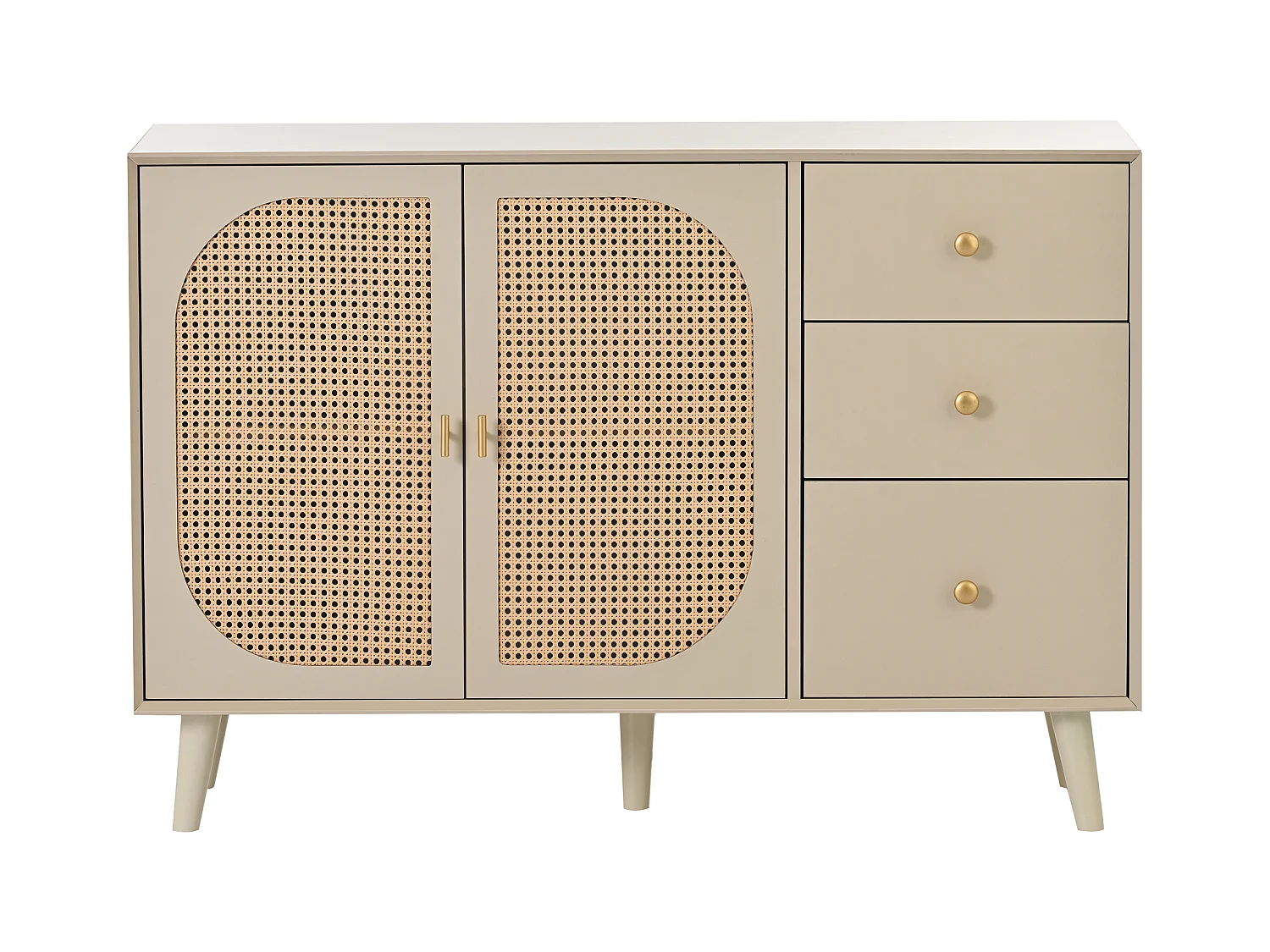 Buffet blanc cassé avec 3 tiroirs et 2 portes, 120x40x82,5 cm