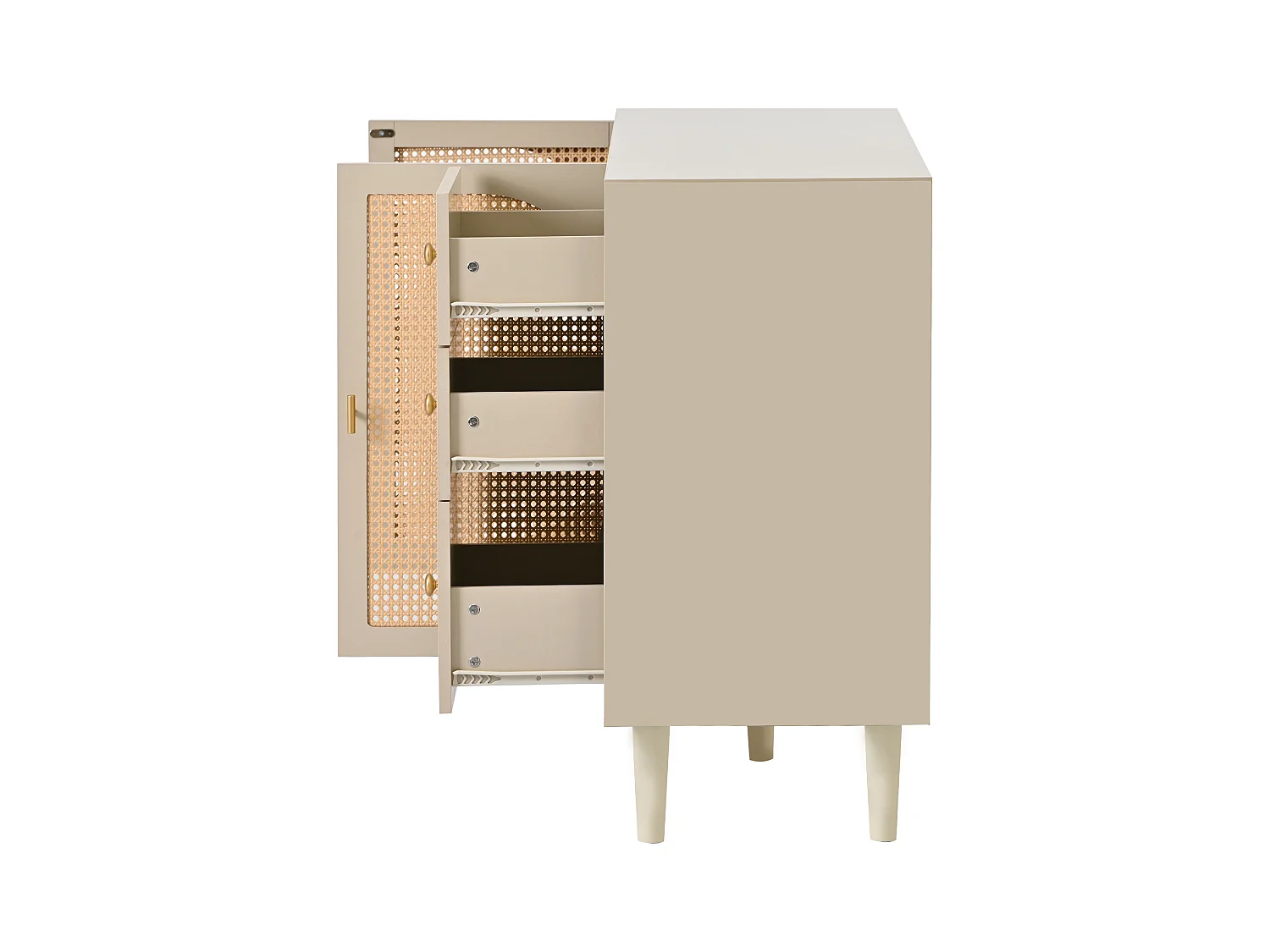 Buffet blanc cassé avec 3 tiroirs et 2 portes, 120x40x82,5 cm