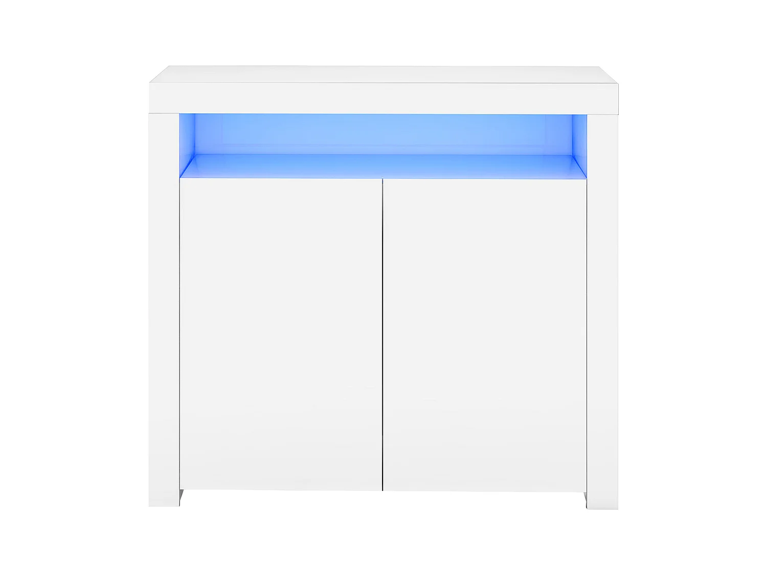 Wit dressoir met 2 deuren en open opbergruimte, spaanplaat, 108x40x92 cm