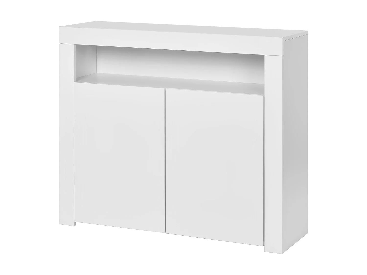 Credenza bianca con 2 ante e vano a giorno, pannello di particelle, 108x40x92 cm