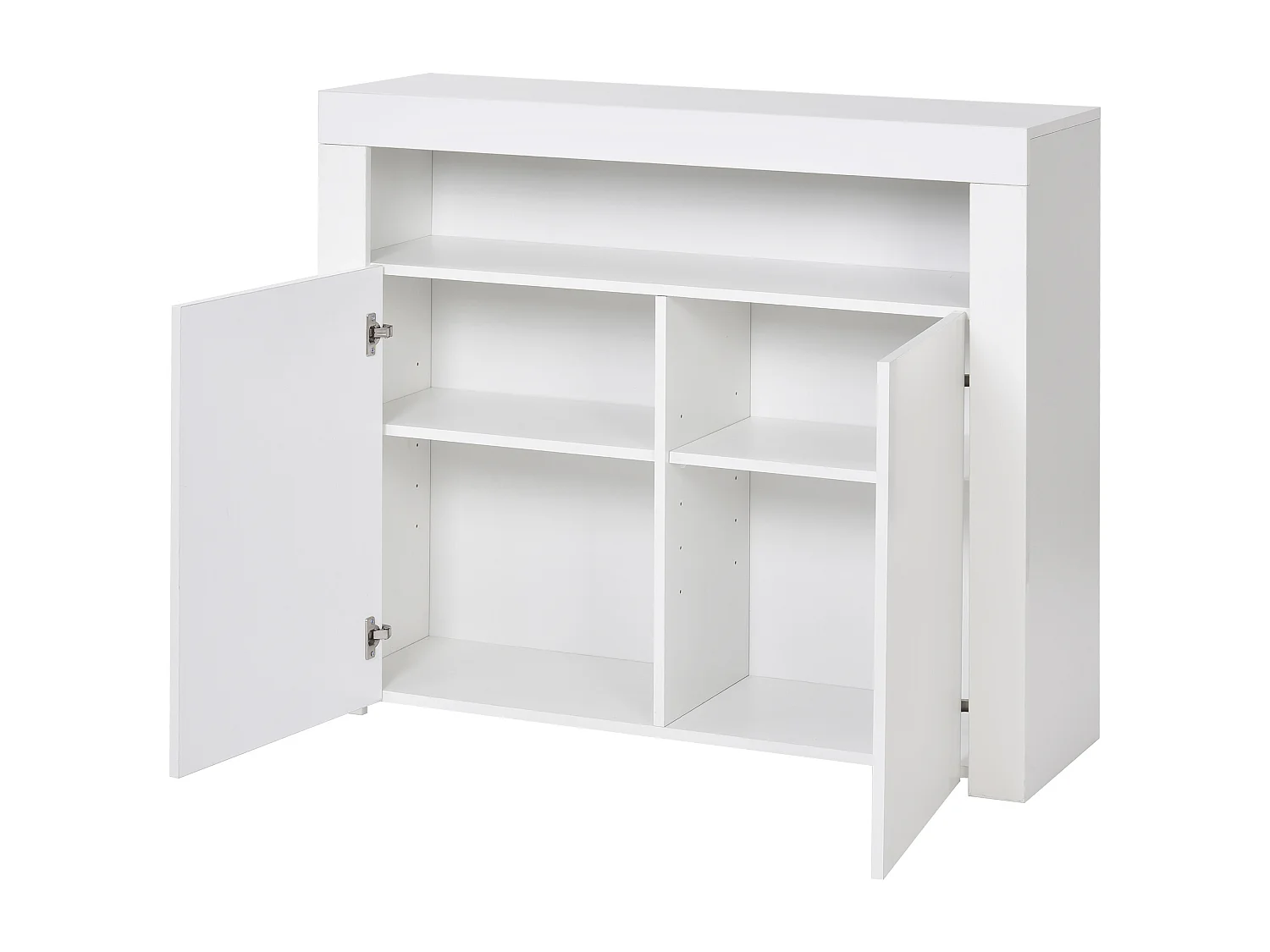 Credenza bianca con 2 ante e vano a giorno, pannello di particelle, 108x40x92 cm