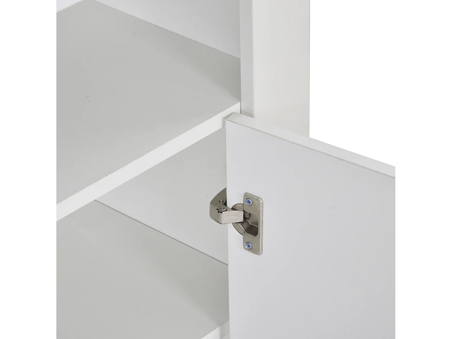 Credenza bianca con 2 ante e vano a giorno, pannello di particelle, 108x40x92 cm