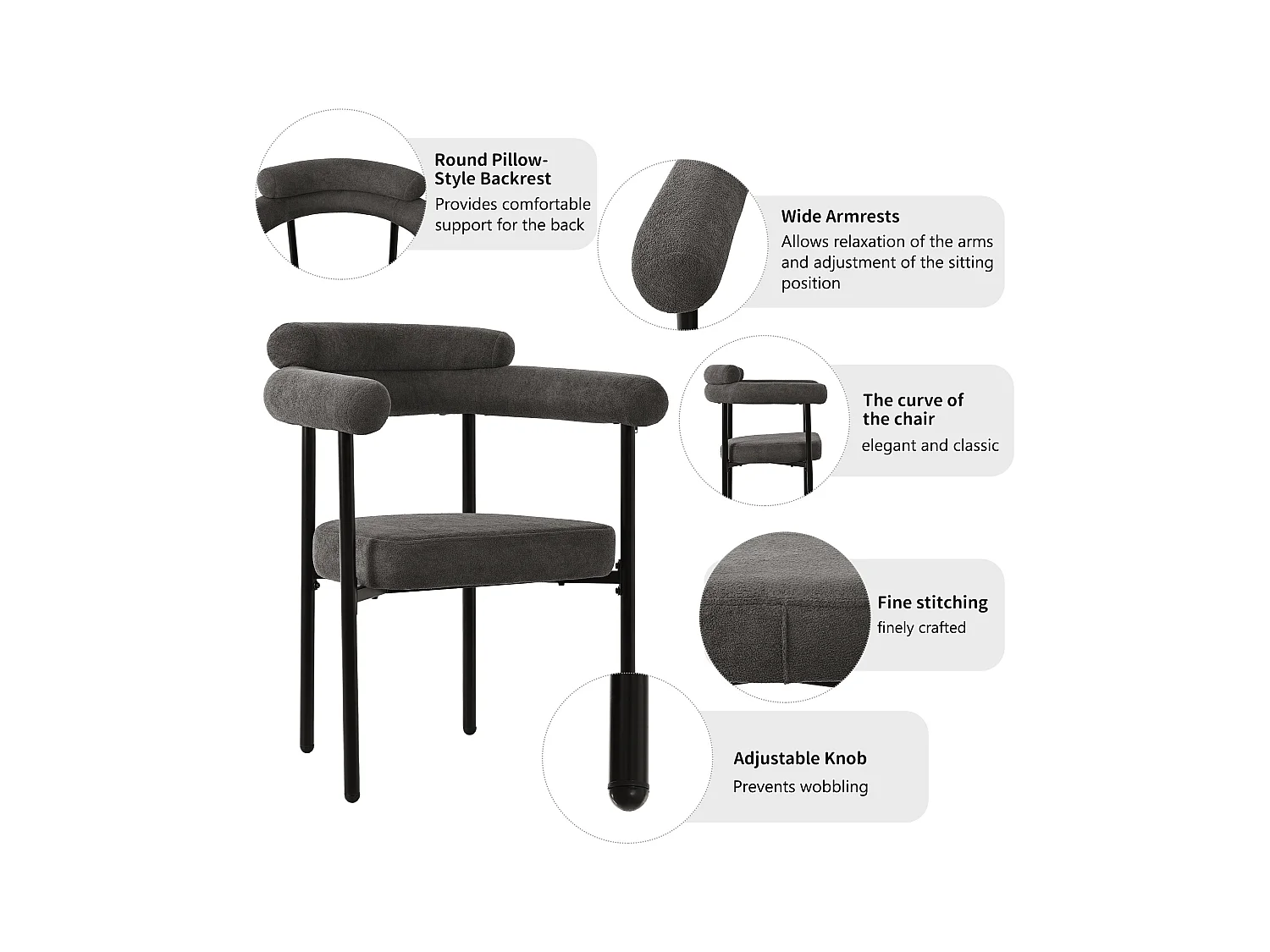 Tafelset + 4 stoelen, tafel 140x80x75cm, donkergrijs + wit