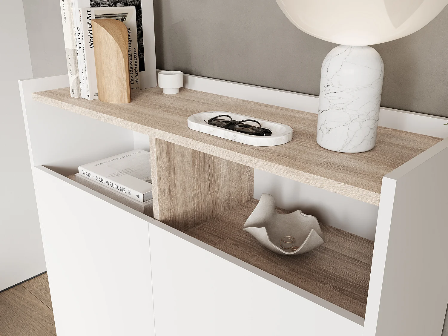 Commode 100 x 35 x 100 cm - Buffet avec portes, pieds en métal, meuble de salon mat