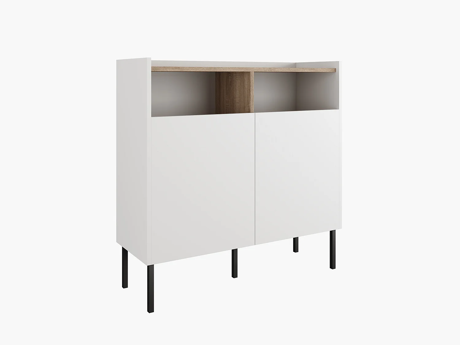 Commode 100 x 35 x 100 cm - Buffet avec portes, pieds en métal, meuble de salon mat