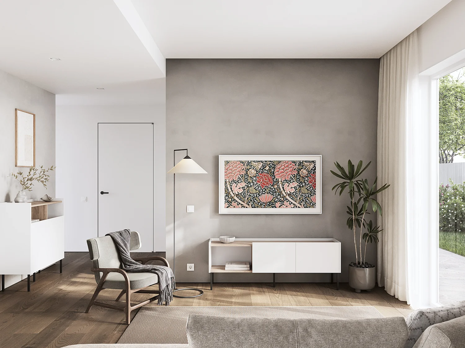 Commode 100 x 35 x 100 cm - Buffet avec portes, pieds en métal, meuble de salon mat