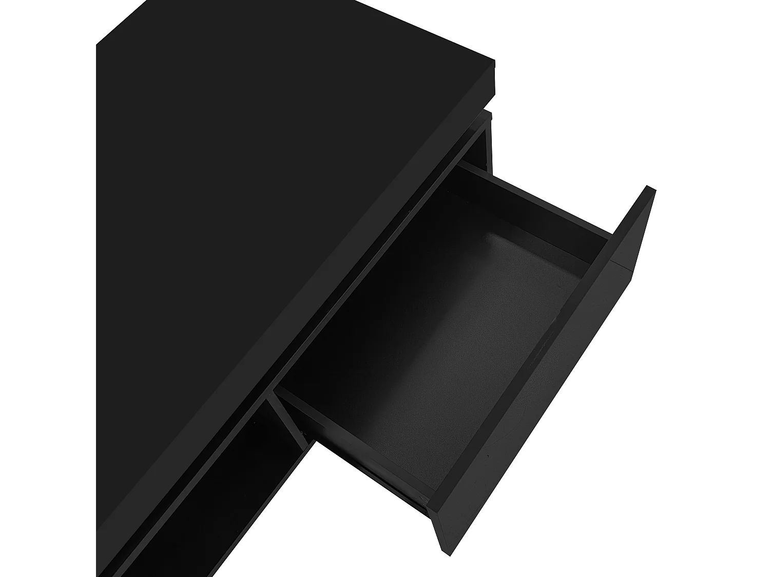 Table basse noire avec éclairage LED et tiroir, panneaux de particules, 100x50x40,3 cm