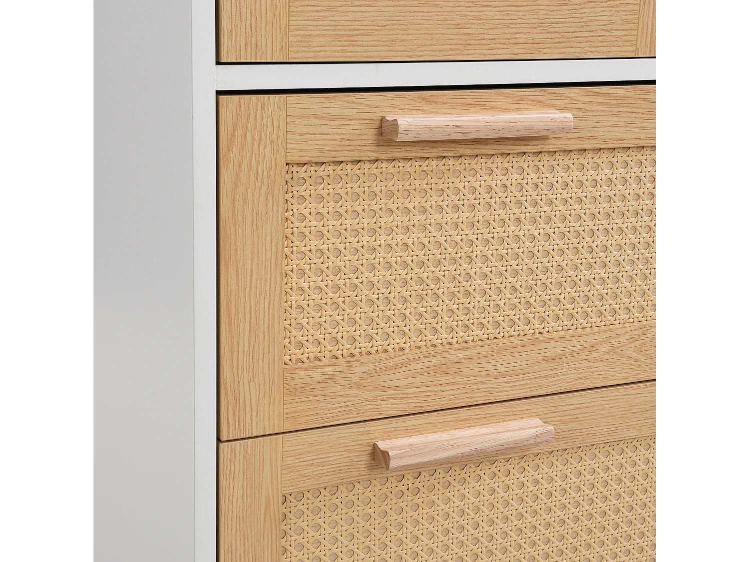 Buffet en rotin naturel avec 4 tiroirs Naturel et blanc 80x38x80cm