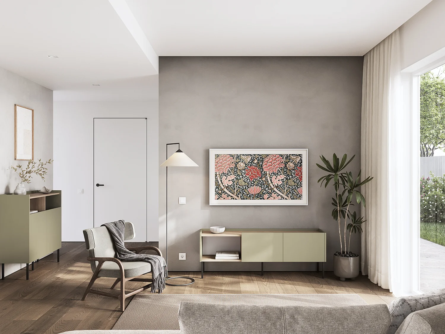 Commode 100 x 35 x 100 cm - Buffet avec portes, pieds en métal, meuble de salon mat