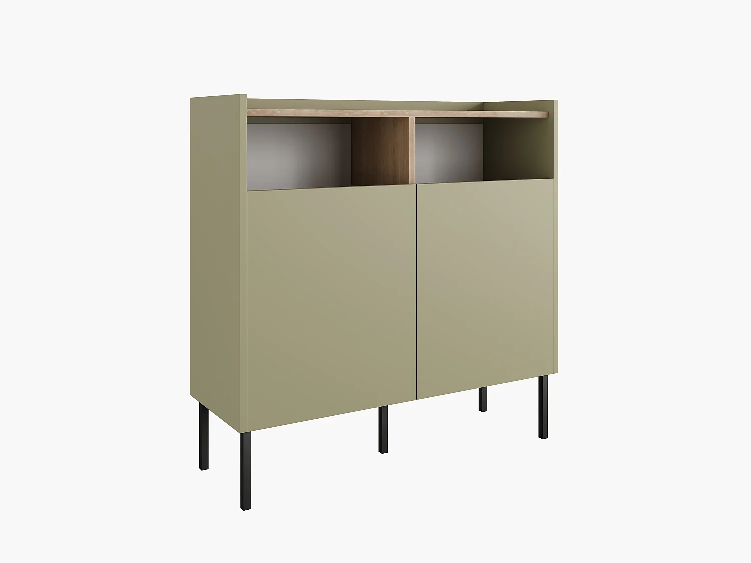 Commode 100 x 35 x 100 cm - Buffet avec portes, pieds en métal, meuble de salon mat