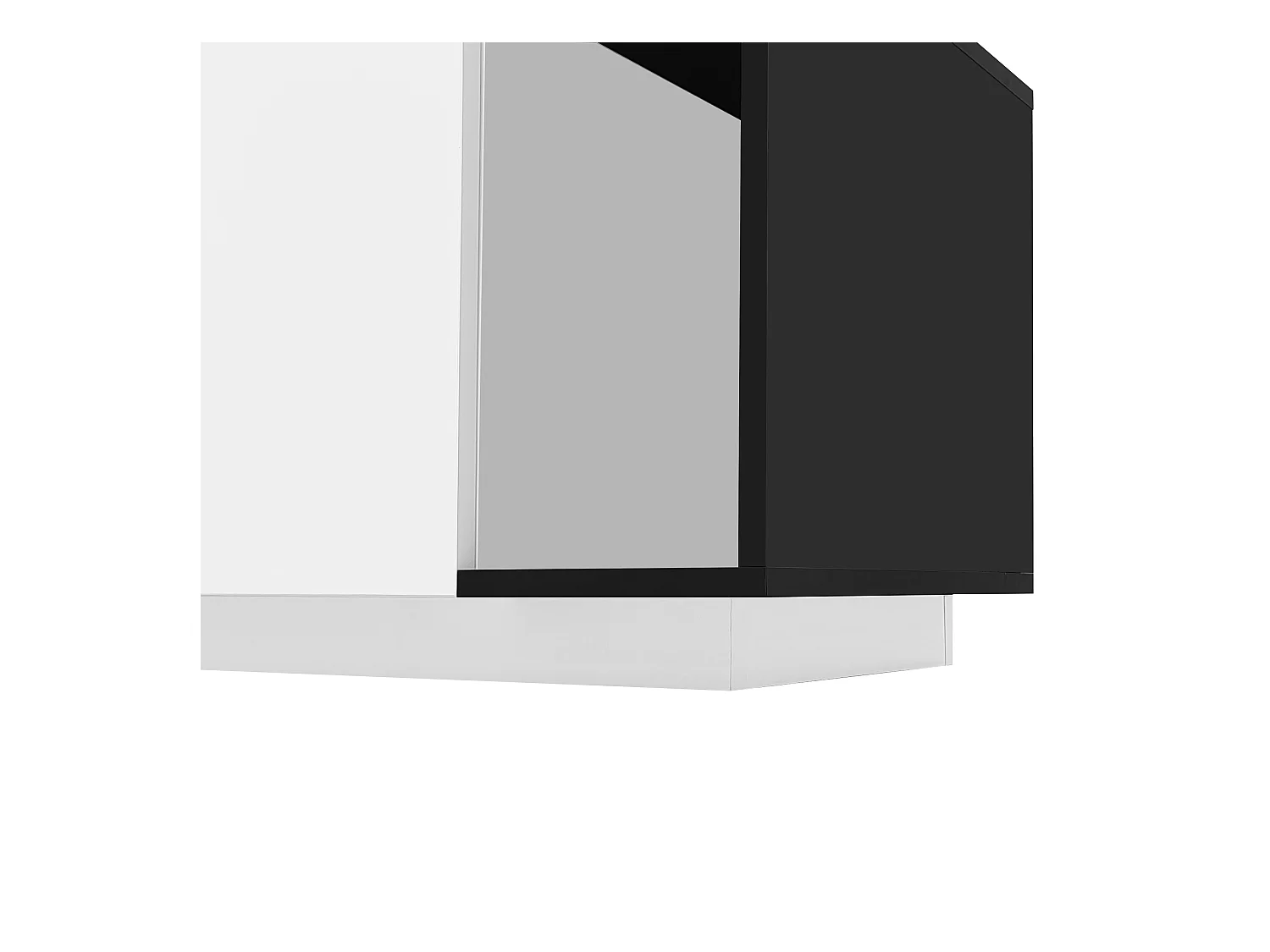 Meuble TV 170x38x42,3 cm avec  tiroir,  porte et étagère ouverte, blanc + noir