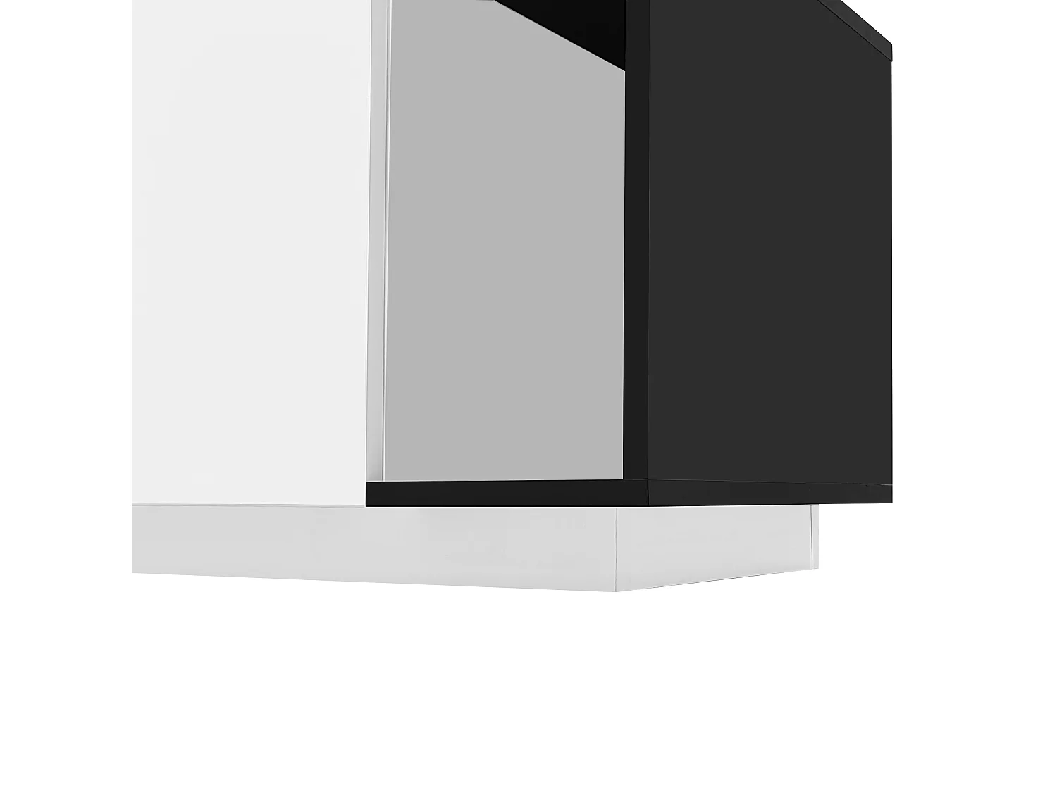 Meuble TV 170x38x42,3 cm avec  tiroir,  porte et étagère ouverte, blanc + noir