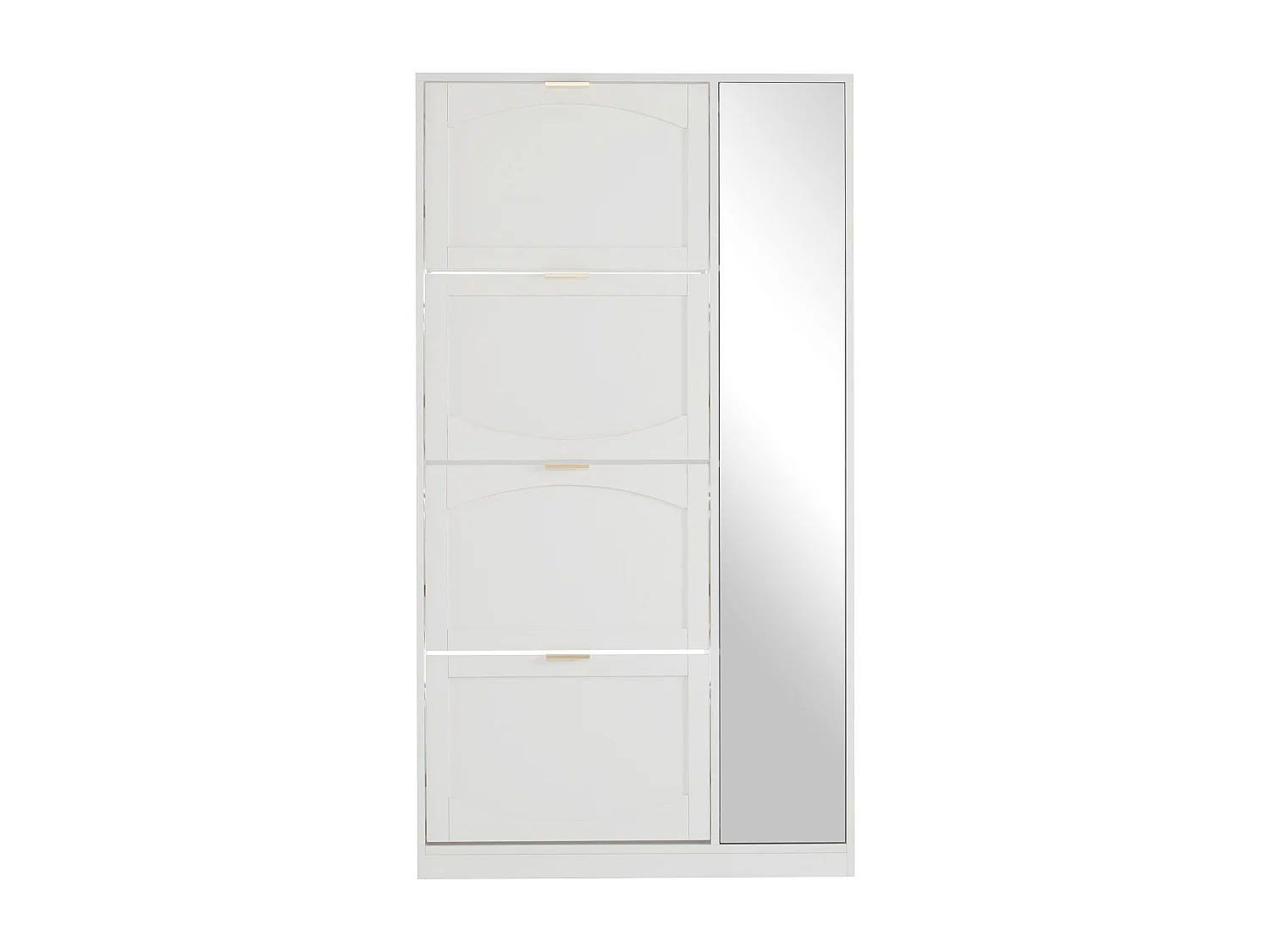 Meuble chaussures blanc avec 4 compartiments de rangement et 1 miroir 80x24x147cm