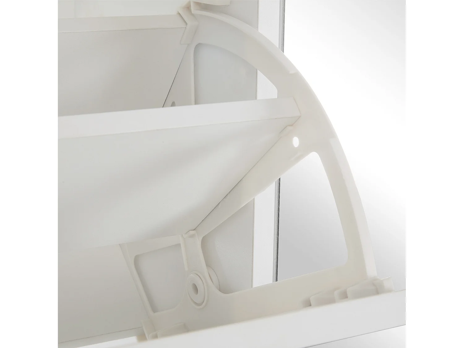 Meuble chaussures blanc avec 4 compartiments de rangement et 1 miroir 80x24x147cm