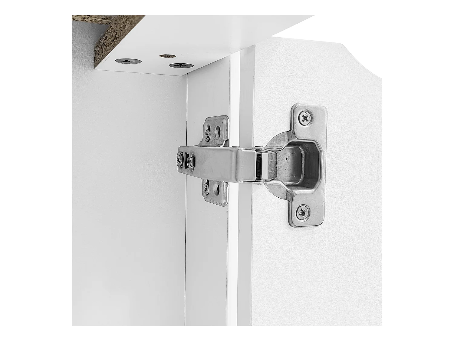 Buffet blanc 60x35,5x165 cm avec éclairage LED, tiroir et porte, étagères ouvertes