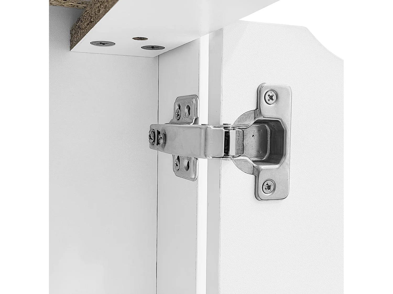 Buffet blanc 60x35,5x165 cm avec éclairage LED, tiroir et porte, étagères ouvertes