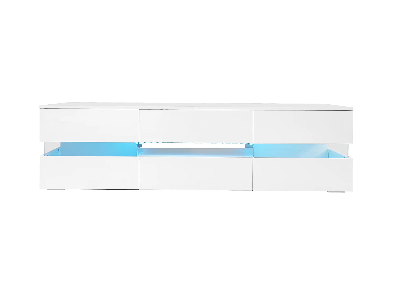 Meuble TV blanc moderne avec éclairage LED, 2 portes et 1 tiroir, 160 x 39 x 45 cm