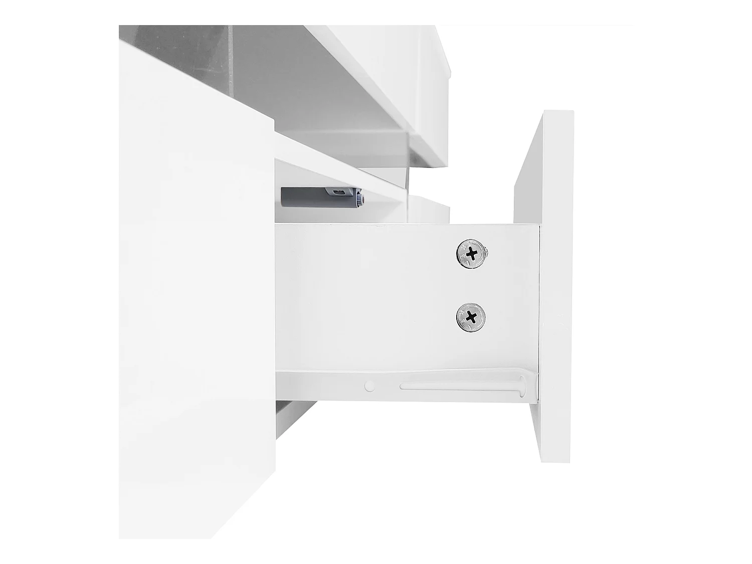 Meuble TV blanc moderne avec éclairage LED, 2 portes et 1 tiroir, 160 x 39 x 45 cm