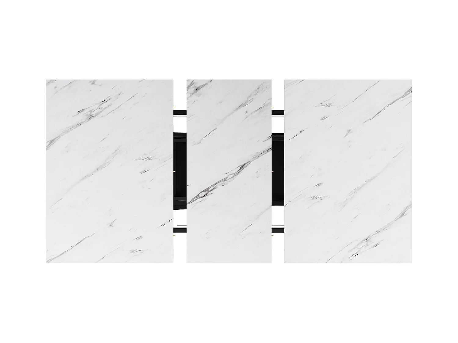 Tavolo allungabile e set di 4 sedie in velluto nero, tavolo 160 x 80 x 75 cm, bianco