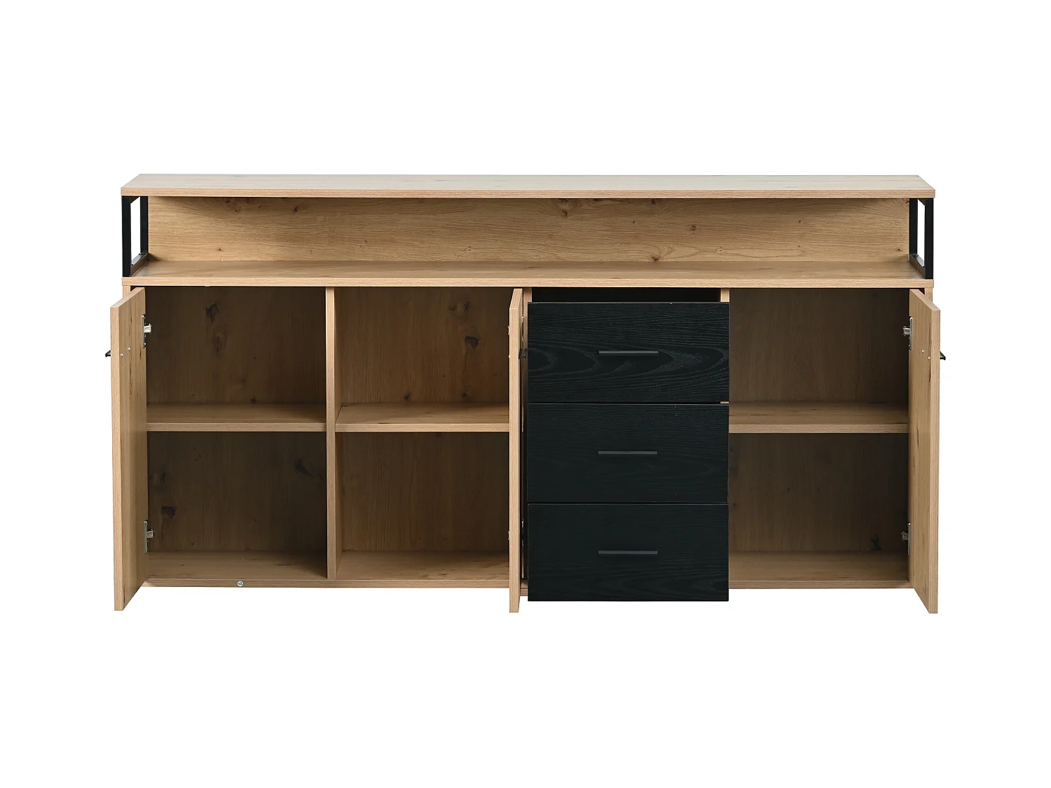 Aparador preto-castanho com 3 portas e 3 gavetas 150 x 35 x 75,9 cm, aglomerado